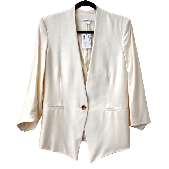 Helmut Lang For Intermix White Monochromatic Striped Blazer Size 8
